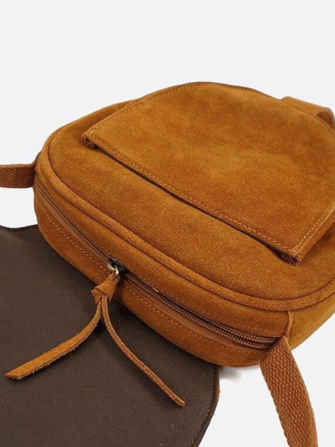 Sac bandoulière daim camel
