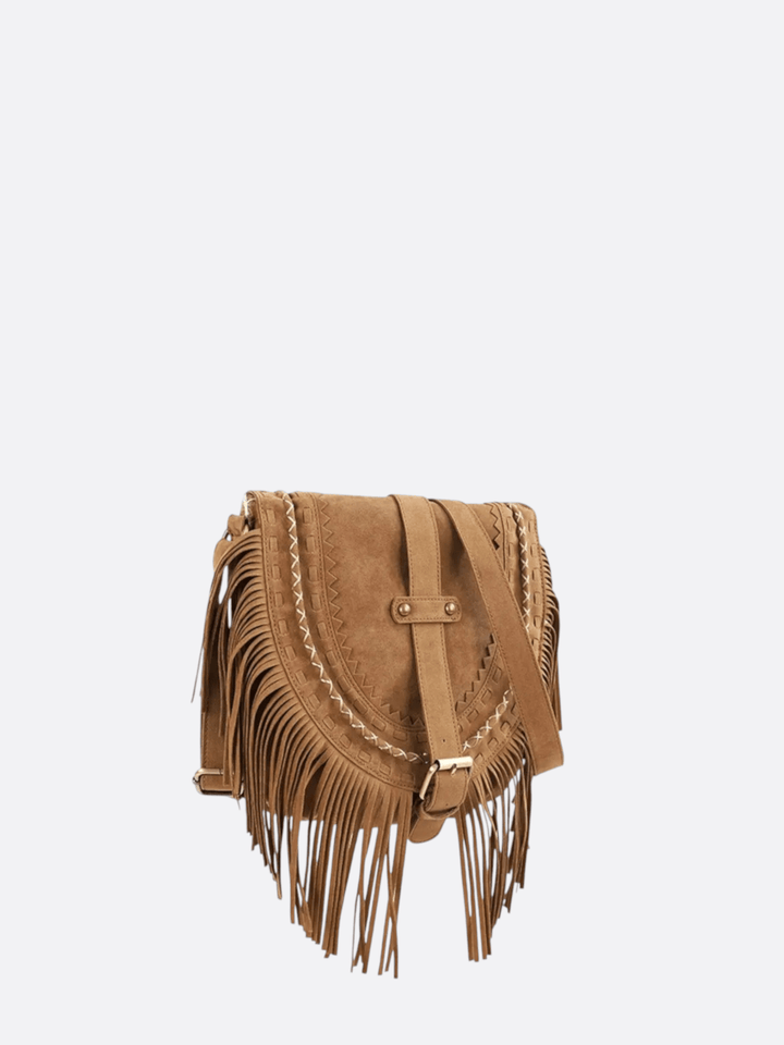 Sac besace daim à franges<br>Maravelle