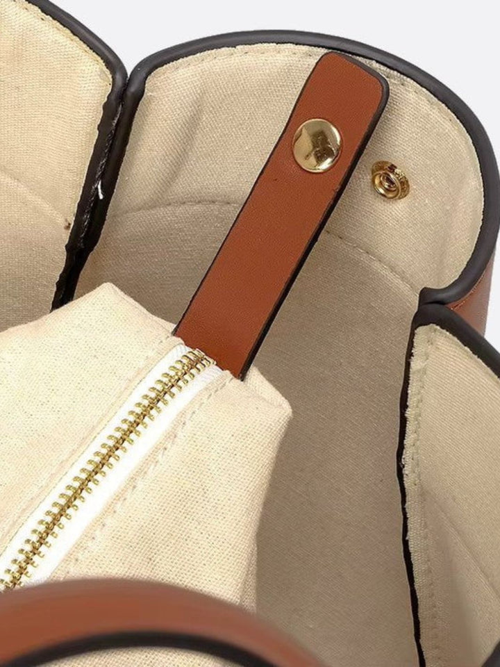Sac cabas toile et cuir