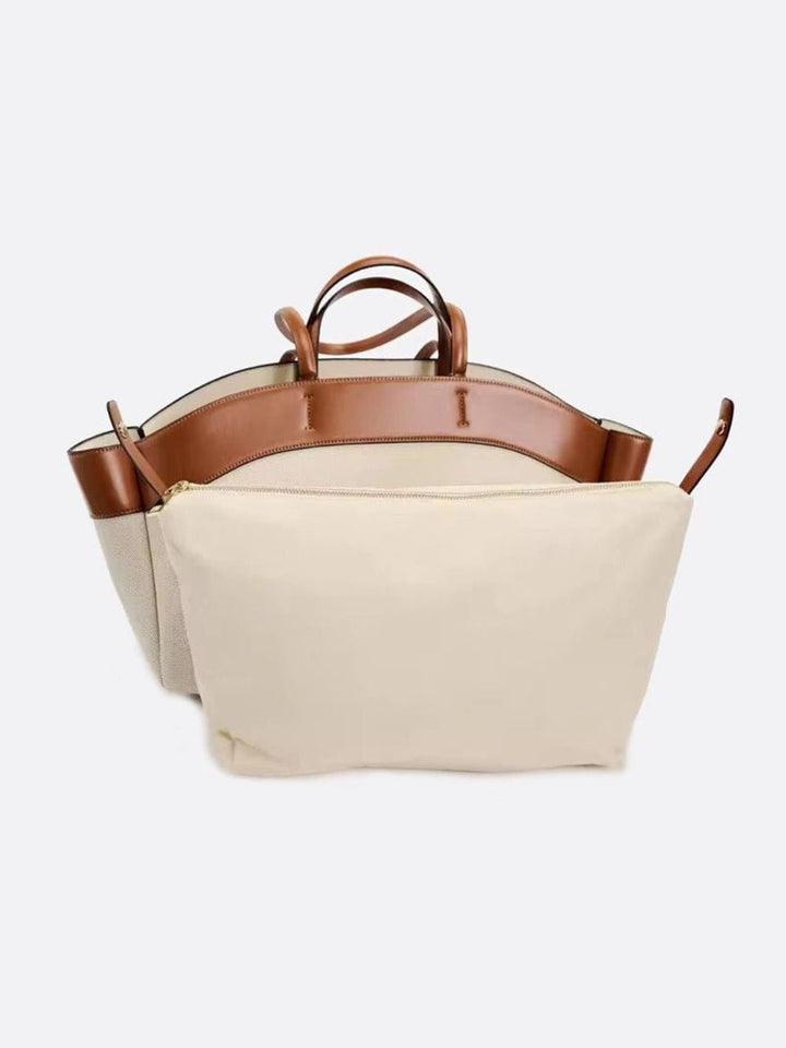 Sac cabas toile et cuir