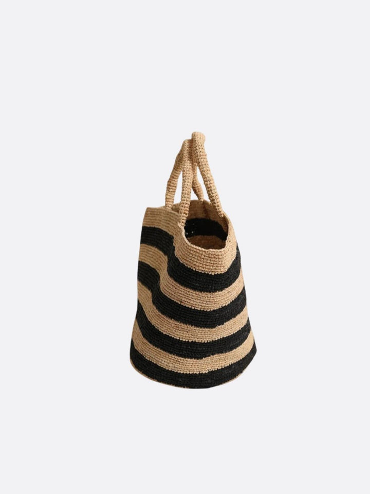 Sac panier en raphia avec rayures<br>Mirano
