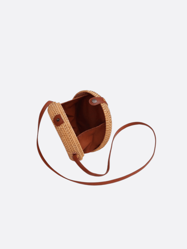 Sac rond en rotin avec bandoulière<br>Orane